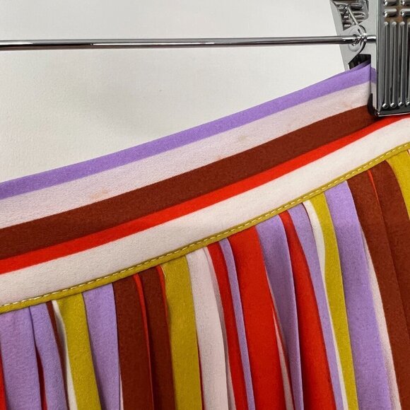 Forever‎ 21 Contemporary Colorful Stripe Pleated Midi A-Line Skirt Sz L - Picture 15 of 15